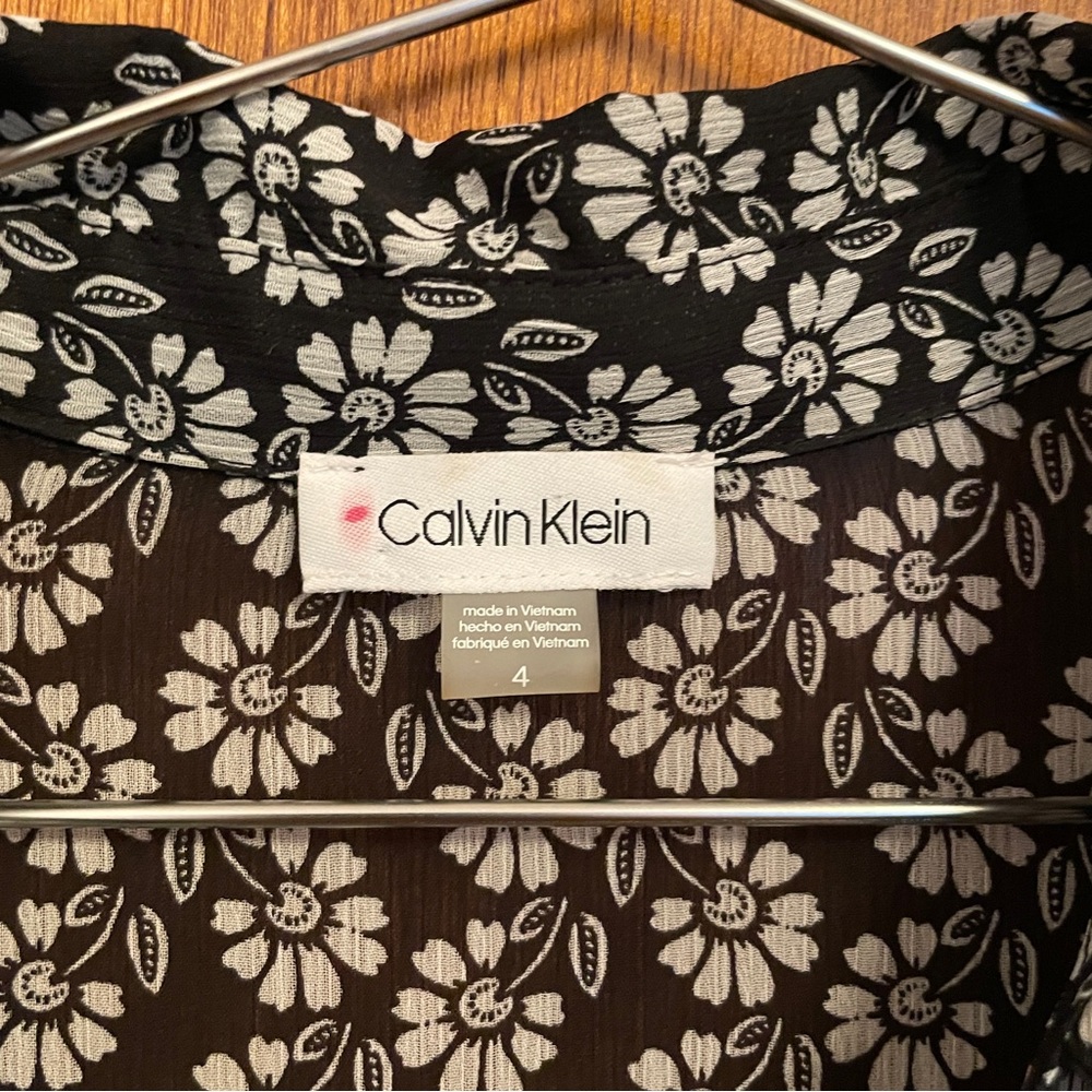 Calvin Klein Black and White Floral Midi Dress - Picture 4 of 5